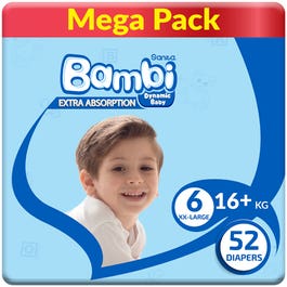 Bambi Size (6) Mega Pack 52 Diapers +18 Kg