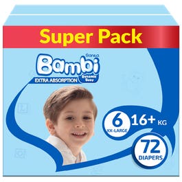 Bambi Size (6) Jumbo Box 72 Diapers New