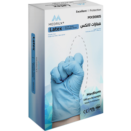 Medrux Latex Disposable Gloves Powder Free Medium 100 Pcs